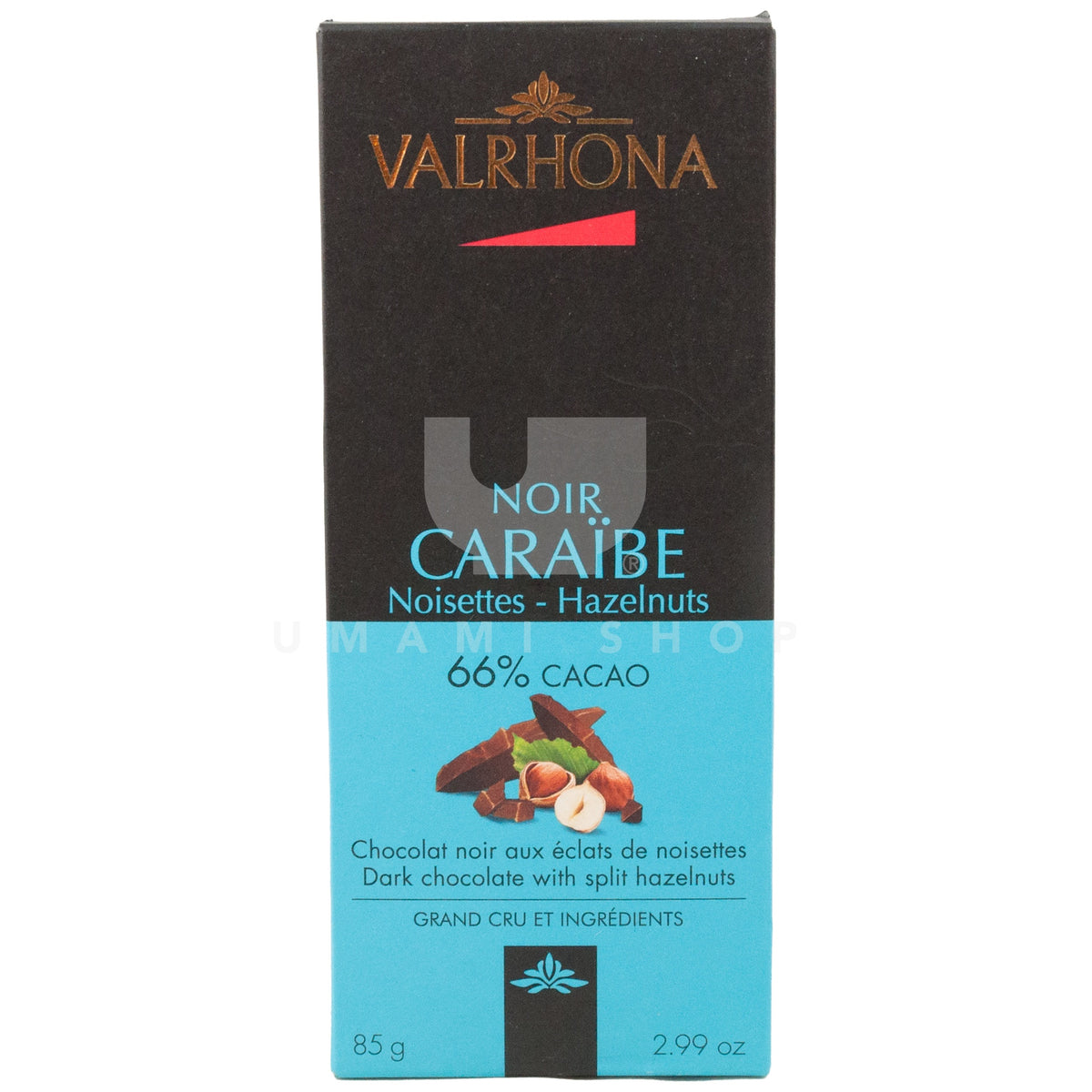 Tablette chocolat Valrhona Caraïbes noisettes 66% 120g
